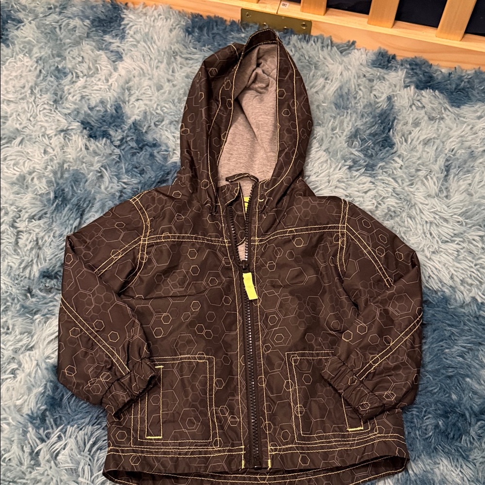 Cherokee Brown Hooded Raincoat with Yellow Stitching